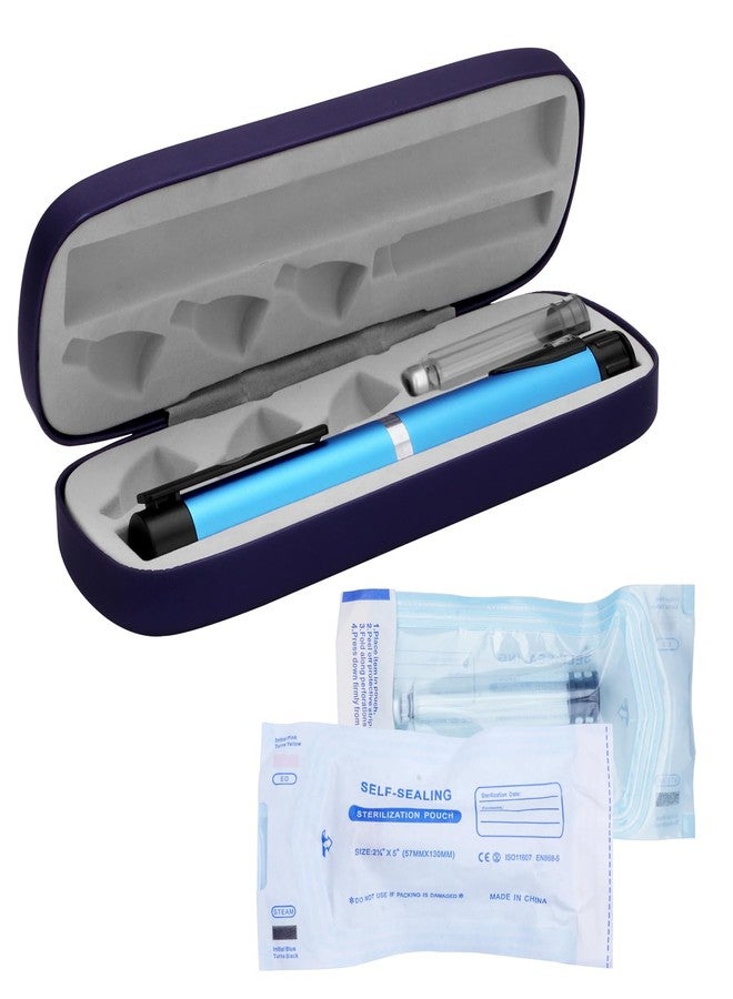 VILKTDD Personal Reusable Pen Injector - 60 Unit Metal Pen, Metal Case and 2Pcs 3ml Cartridges (Blue) - Image 1