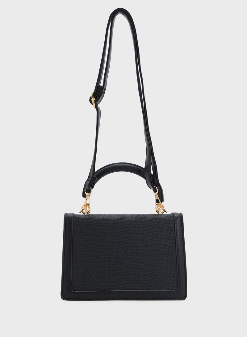 ELLA Clear Satchel With Tweed Flap  - Image 2