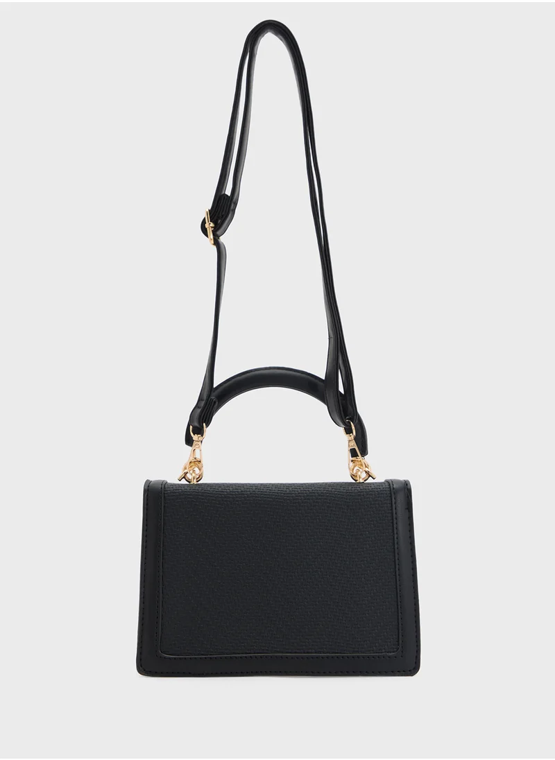 ELLA Clear Satchel With Tweed Flap
