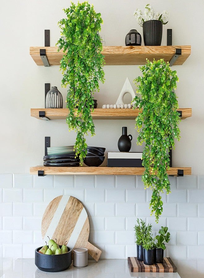 Hrobek Fake Hanging Plants, 2pcs Lifelike Artificial Eucalyptus Greenery for Spring Summer Decoration, Faux Vine Plant for Wall Shelf Home Office Patio Indoor Outdoor Decor - Image 5