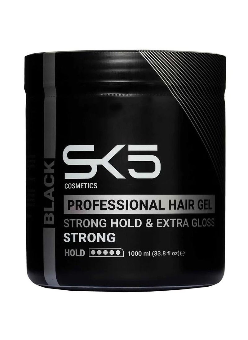SK5 COSMETICS Black hair gel for strong hold and attractive shine 1000ml 