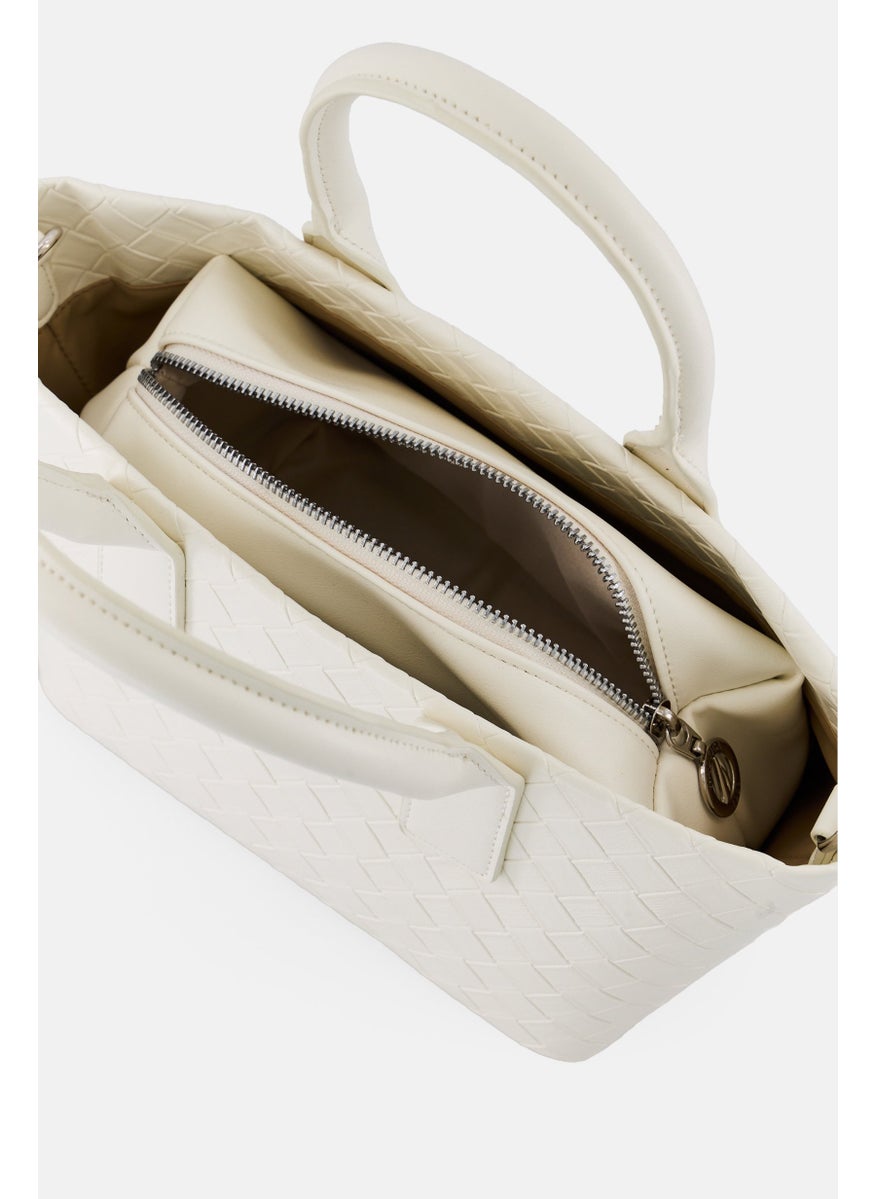NAUTICA Women 3 In 1 Textured Handbag, White  - Image 4