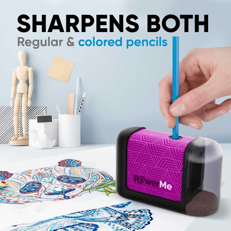 PowerMe Battery-Operated Electric Pencil Sharpener for Kids, School, Home, Office - for No. 2 Pencils and Colored Pencils - Image 2