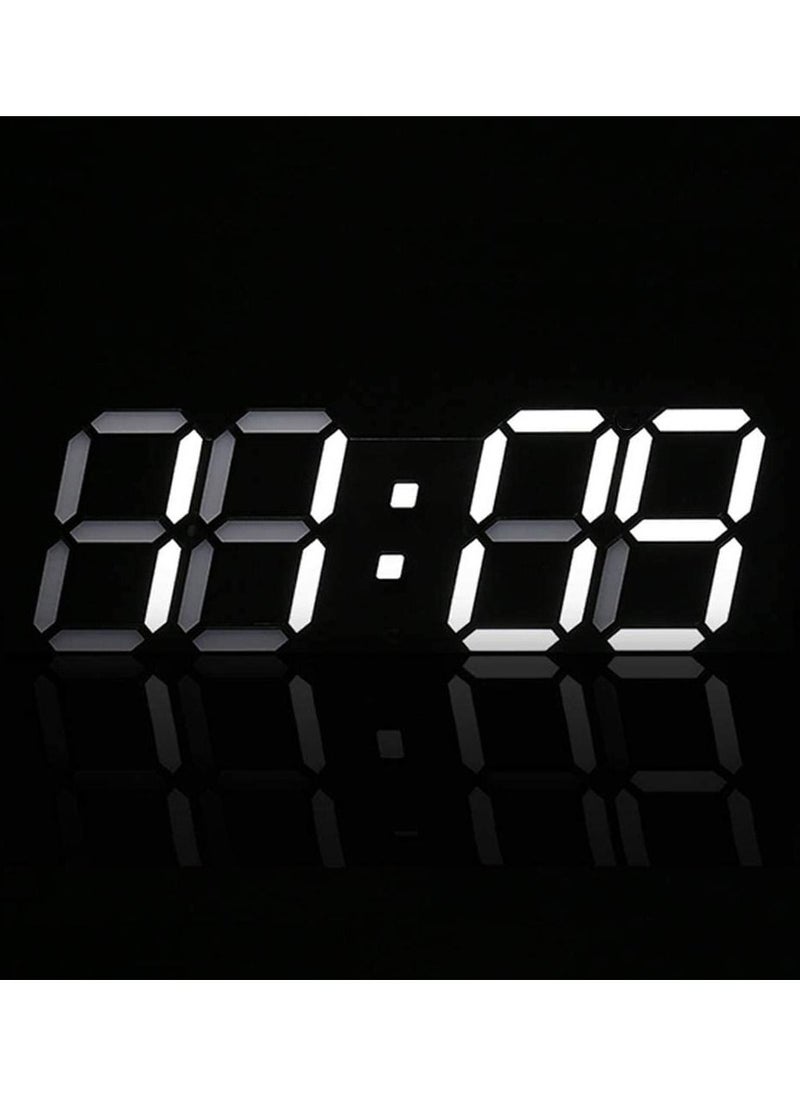 LED Digital Alarm Clock for Desk Shelf Tabletop Modern Home Decoration 3D Wall Clock Easy to Read at Night Loud Alarm and Snooze Big Digit Display Black/White