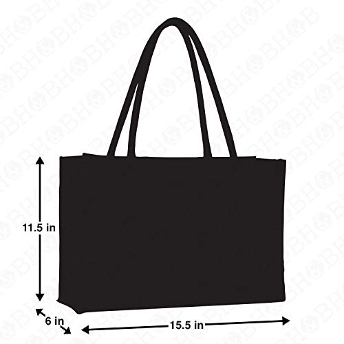 H & B H&B Jute Bag - Reusable Tote Bag - Beige - H: 12” x L: 17" x W: 6” - Image 4