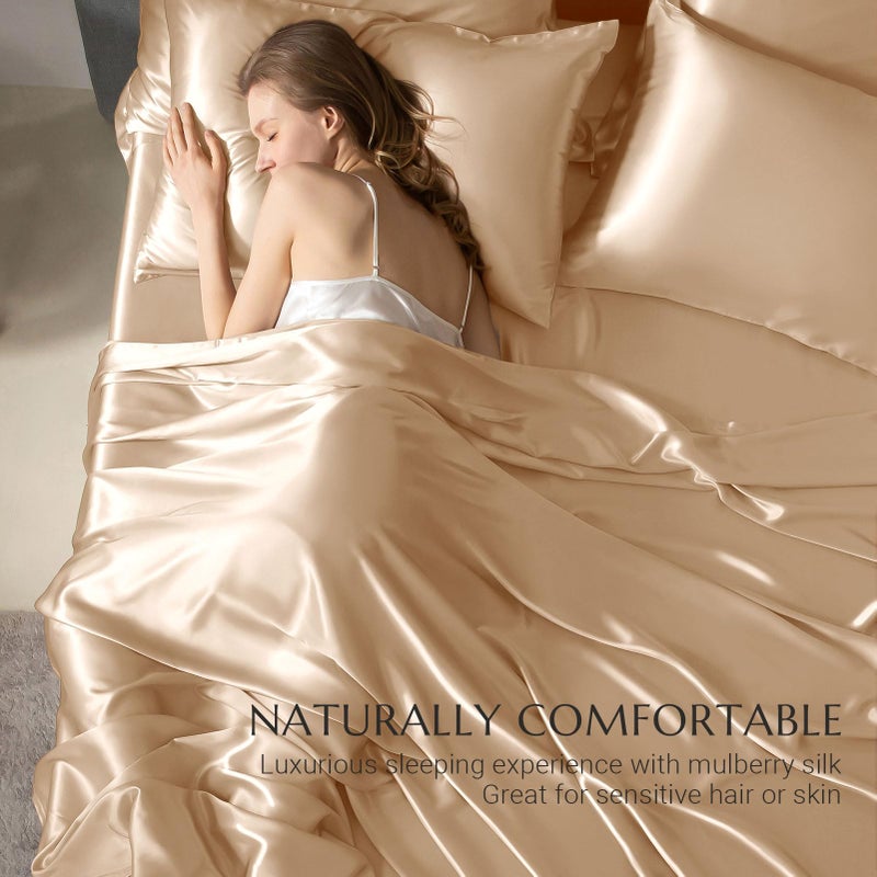 THXSILK 100% Silk Pillowcase for Hair and Skin  Soft Smooth Cooling Pillow Cover with Hidden Zipper  Both Sides Pure Silk  Gift for Women Men 1 pc(King  Champagne) - Image 4