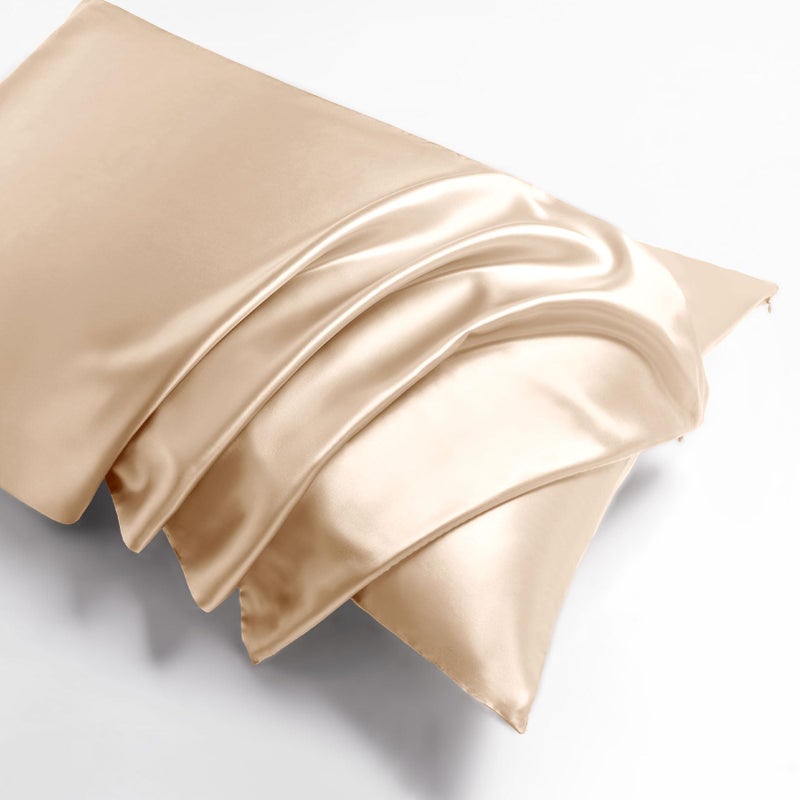 THXSILK 100% Silk Pillowcase for Hair and Skin  Soft Smooth Cooling Pillow Cover with Hidden Zipper  Both Sides Pure Silk  Gift for Women Men 1 pc(King  Champagne) - Image 1
