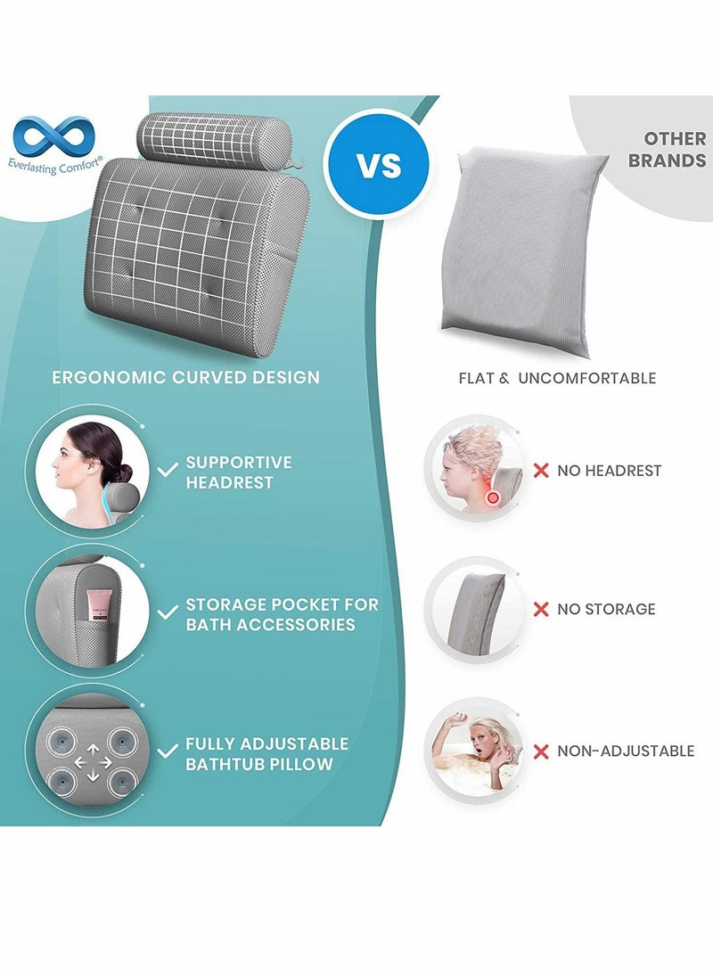 Bathtub Bath Pillow for Tub, Jacuzzi Bathtub Spa Pillow with Back and Headrest Cushion - Image 5