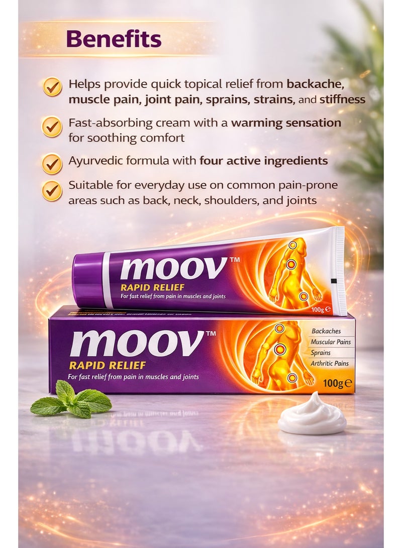 MOOV Rapid Relief Pain Relief Cream 100g for Back Pain, Muscle Pain, Joint Pain, Sprains and Stiffness - Image 3