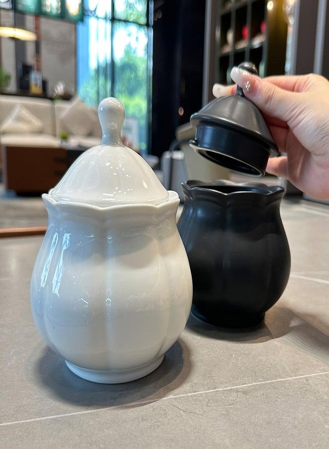 WAIT FLY Vintage Embossed Ceramic Sugar Bowl with Lid, Sugar Container, Sugar Jar for Kitchen Countertop, Coffee Bar-White-Sugar Bowl - Image 4