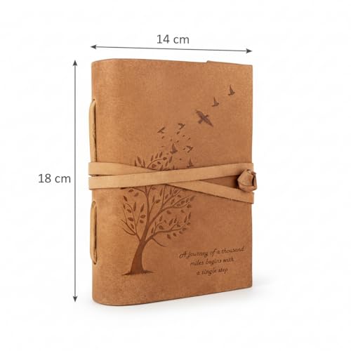 AccuPrints 240 Page Leather Size 5 b y 7 inch Travel Diary with Inspirational Quote, Vintage Craft Paper Notebook for Writing, Sketching, Scrapbooking, Compact Size with Strap Closure - Image 2