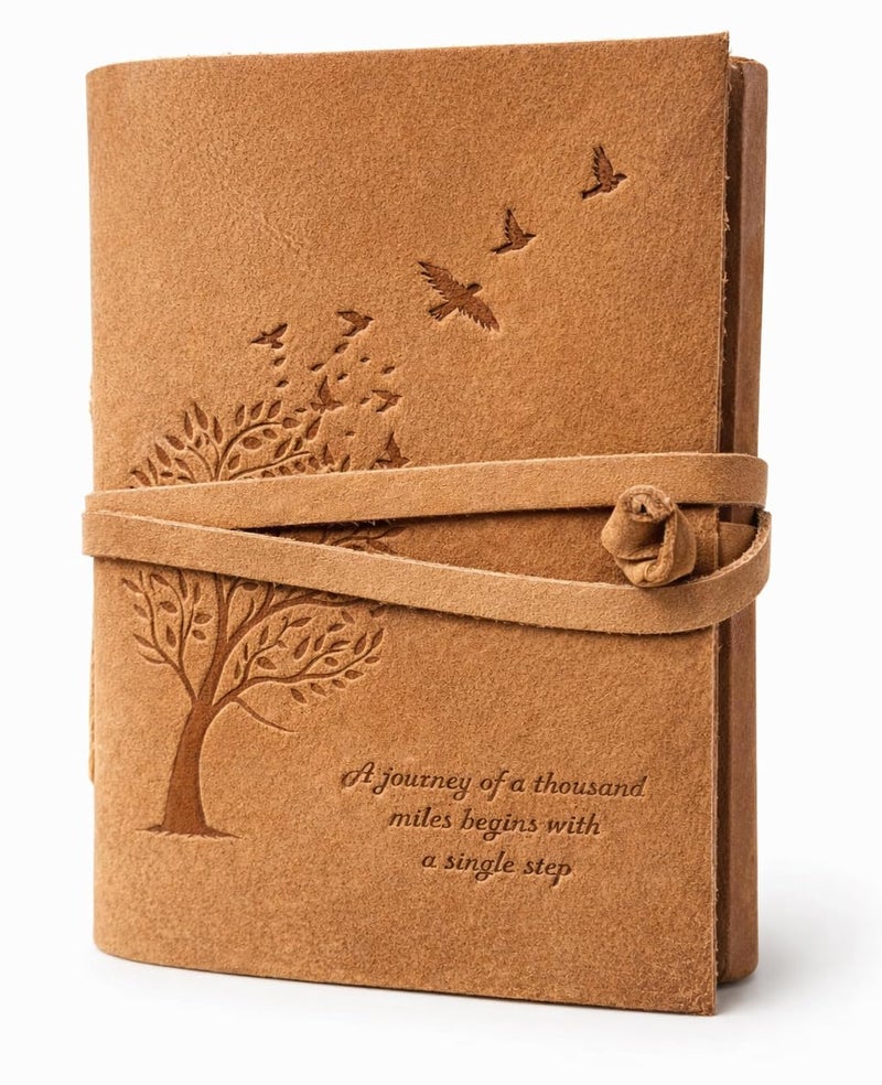 AccuPrints 240 Page Leather Size 5 b y 7 inch Travel Diary with Inspirational Quote, Vintage Craft Paper Notebook for Writing, Sketching, Scrapbooking, Compact Size with Strap Closure - Image 5