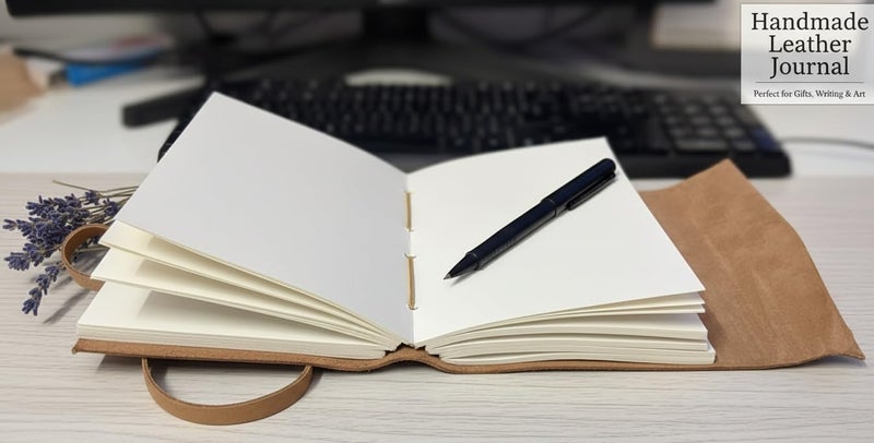 AccuPrints 240 Page Leather Size 5 b y 7 inch Travel Diary with Inspirational Quote, Vintage Craft Paper Notebook for Writing, Sketching, Scrapbooking, Compact Size with Strap Closure - Image 4