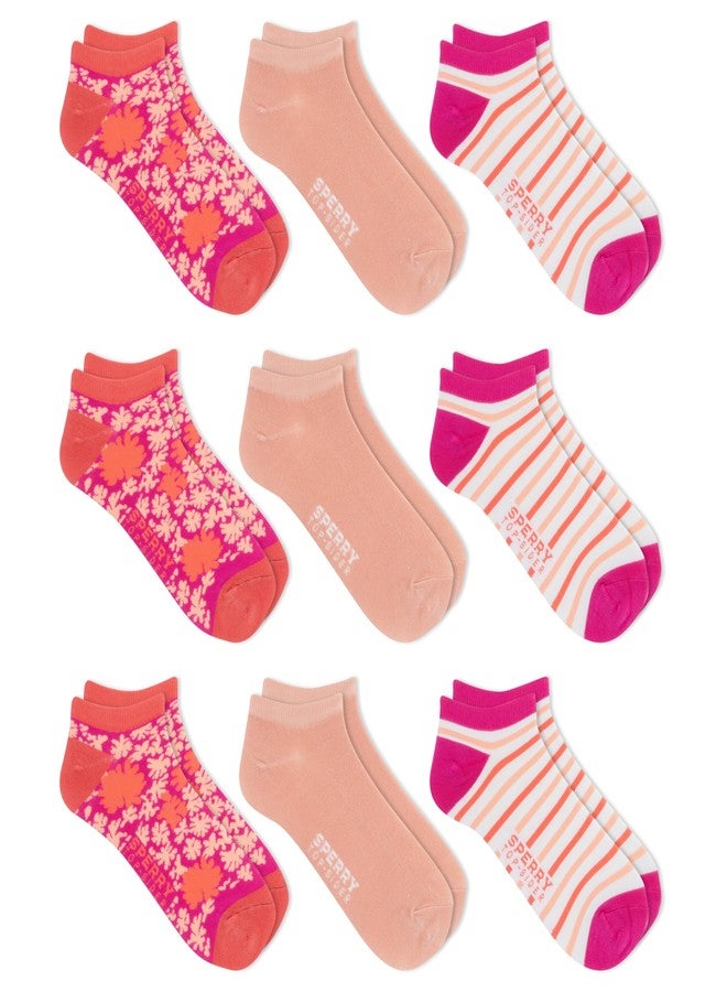 أحذية سبيري النسائية القصيرة، عبوة من 9 أزواج، لون مرجاني فاقع، مقاسات الأحذية النسائية من 4 إلى 10