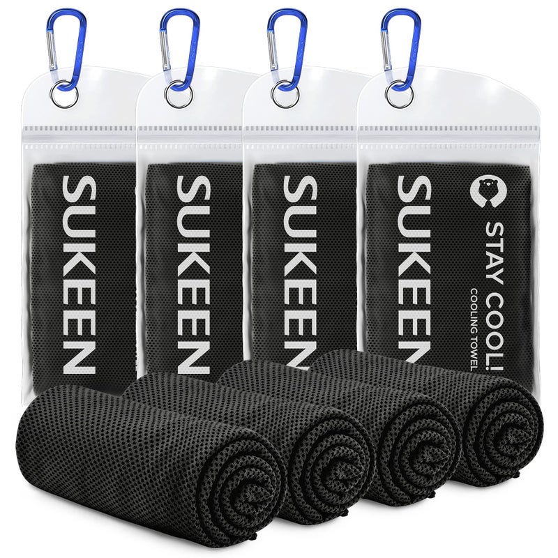 Sukeen [4 Pack Cooling Towel (40"x12"),Ice Towel,Soft Breathable Chilly Towel,Microfiber Towel for Yoga,Sport,Running,Gym,Workout,Camping,Fitness,Workout & More Activities - Image 1