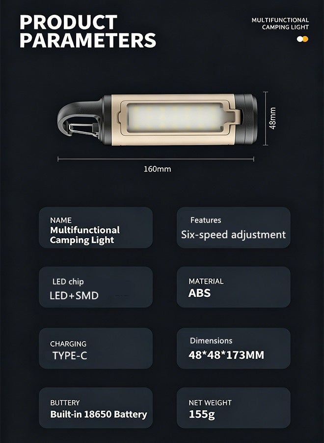 مصباح تخييم LED قابل لإعادة الشحن، مصباح إضاءة محيطة قابل للطي مع حامل، مصباح خيمة قابل للطي ومقاوم للماء، مصابيح تخييم بسعة 10000 مللي أمبير في الساعة قابلة لإعادة الشحن، عمر بطارية طويل، قاعدة مغناطيسية، 3 أوضاع استشعار للضوء، مصباح قابل للطي متعدد الزوايا - Image 2