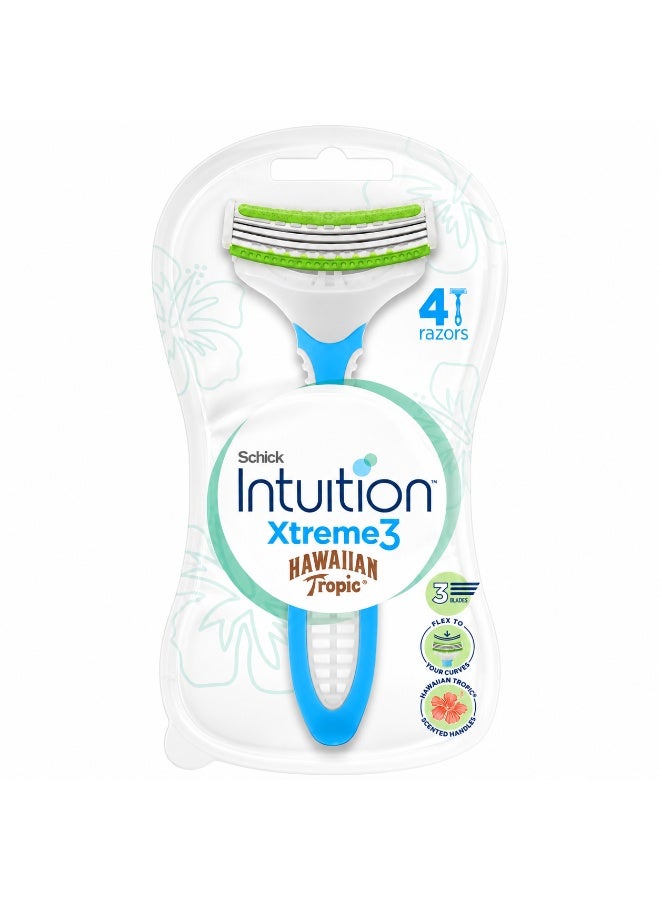 Schick Intuition Xtreme3 Women’s Disposable Razors Hawaiian Tropic Scented Handles – 4 Pieces - Image 2