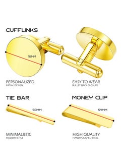 BodyJ4You 4Pc Cufflinks, Tie Bar, Money Clip - Initial B Engraving Alphabet Letter - Mirror Polished Goldtone Steel Jewelry Set - Men'S Cuff Links Shirt Formal Suit - Fathers Day Wedding Groom  - Image 3