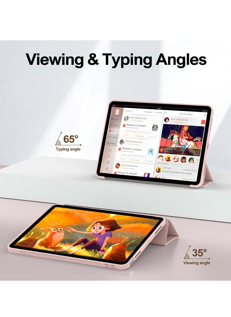 هواوي Matepad 10.4 بوصة ( 2022 ) حالة الهاتف المحمول ، استيقظ تلقائي / النوم ، والشعور بالراحة الجلد ، رقيقة جدا ثلاثة أضعاف قوس الغطاء الواقي ، لينة تبو الغطاء الخلفي ، الوردي
