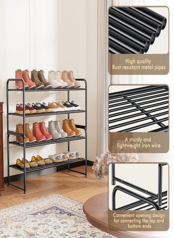 SUFAUY 2-Tier 33" Wide Shoe Rack, Closet Metal Shoe Rack Organizer Heavy Duty, Stackable, Black - Image 3