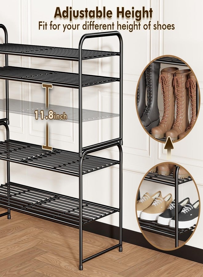 SUFAUY 2-Tier 33" Wide Shoe Rack, Closet Metal Shoe Rack Organizer Heavy Duty, Stackable, Black - Image 5