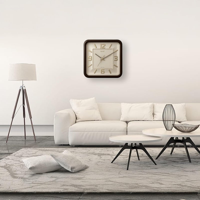 Ariel ساعة حائط أرييل الكوارتز الصامتة مع قرص واضح وأرقام ذهبية - Image 5