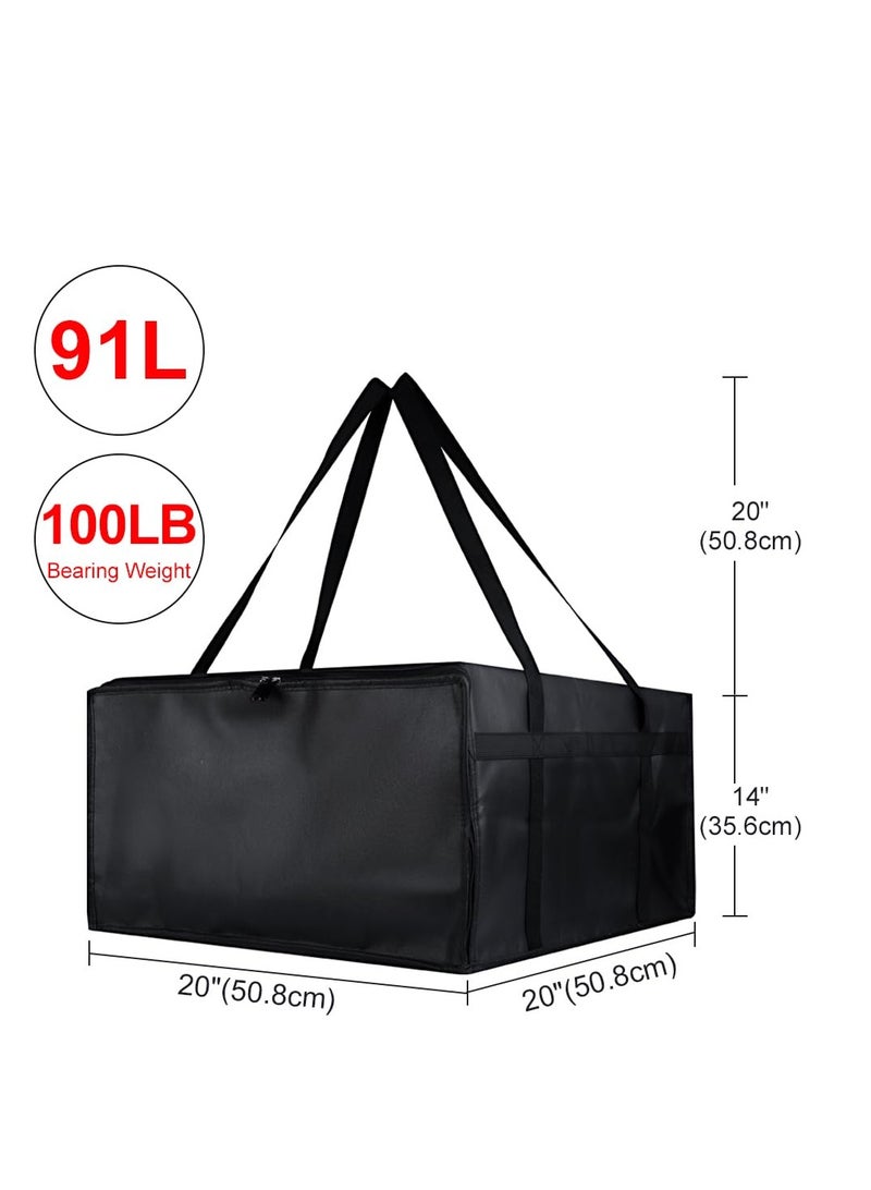 KASTWAVE Insulated Pizza Delivery Bag for Carry Hot, Insulated Reusable Tote Bag, 20" x 20" x 14" Insulated Food Delivery Bag, Grocery Cooler Bags for Catering/Doordash, Commercial Food Warmers (Black, 1Pk) - Image 3