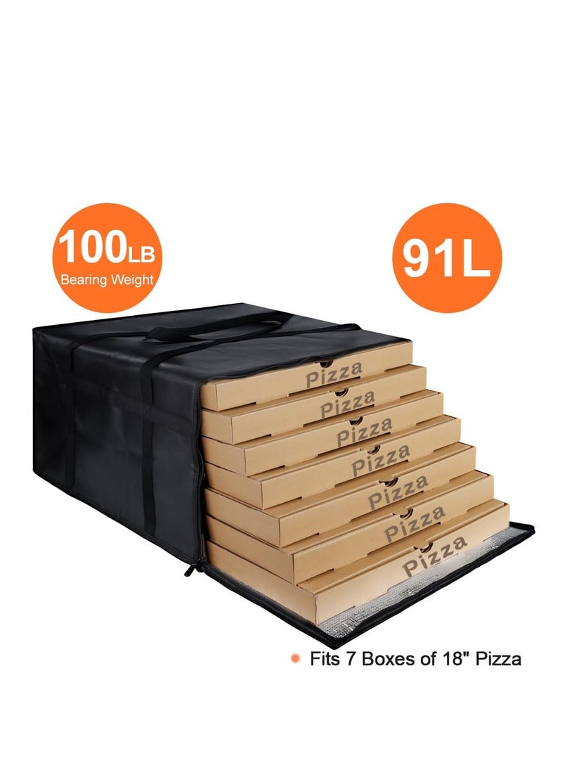 KASTWAVE Insulated Pizza Delivery Bag for Carry Hot, Insulated Reusable Tote Bag, 20" x 20" x 14" Insulated Food Delivery Bag, Grocery Cooler Bags for Catering/Doordash, Commercial Food Warmers (Black, 1Pk) - Image 4
