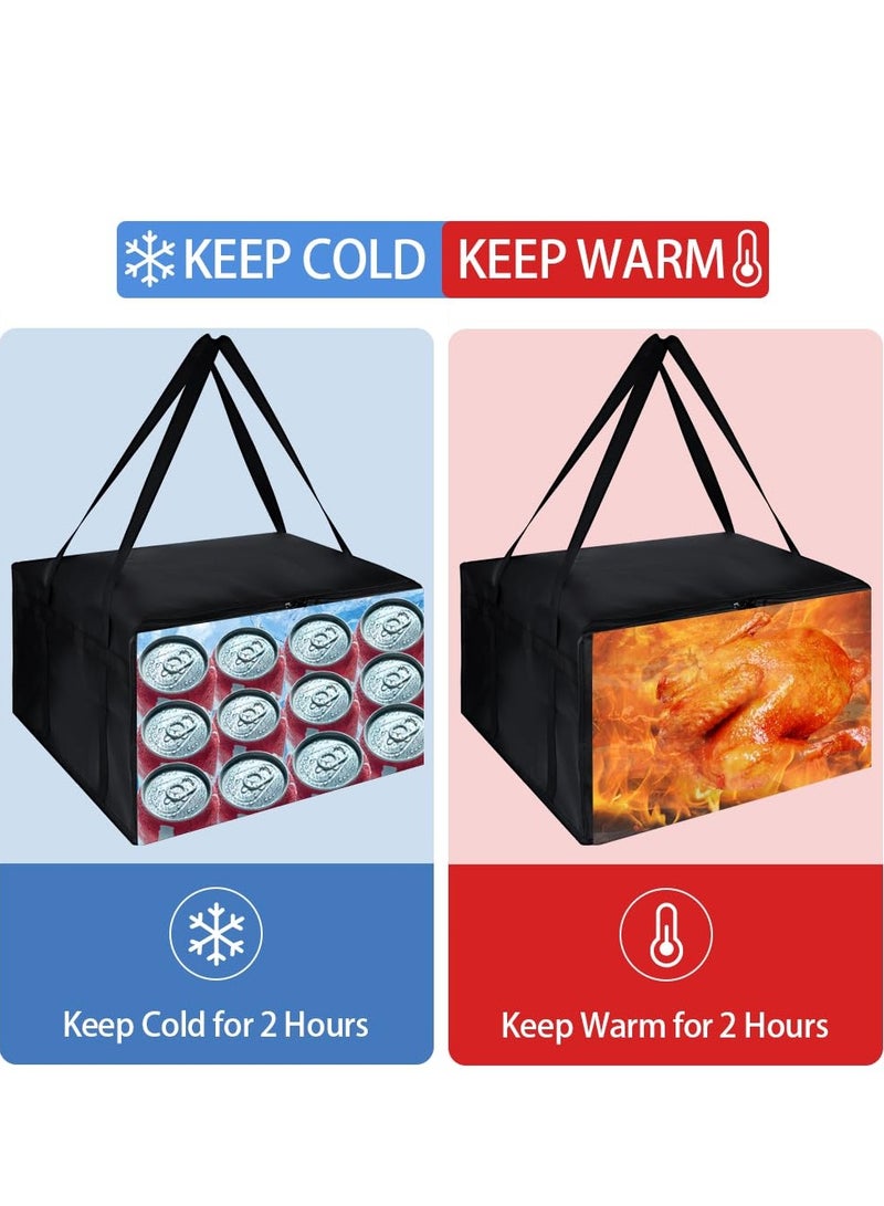 KASTWAVE Insulated Pizza Delivery Bag for Carry Hot, Insulated Reusable Tote Bag, 20" x 20" x 14" Insulated Food Delivery Bag, Grocery Cooler Bags for Catering/Doordash, Commercial Food Warmers (Black, 1Pk) - Image 5