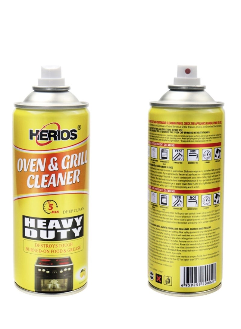 HERIOS Heavy Duty Oven and Grill Cleaner Foam, 450ml, Deep Clean in 5 Minutes - Image 3