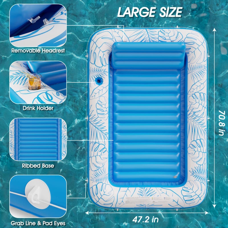 Jasonwell Inflatable Tanning Pool Lounger Float - Jasonwell 4 in 1 Sun Tan Tub Sunbathing Pool Lounge Raft Floatie Toys Water Filled Bed Mat Pad for Adult Blow Up Kiddie Pool Kids Ball Pit Pool (L) - Image 5