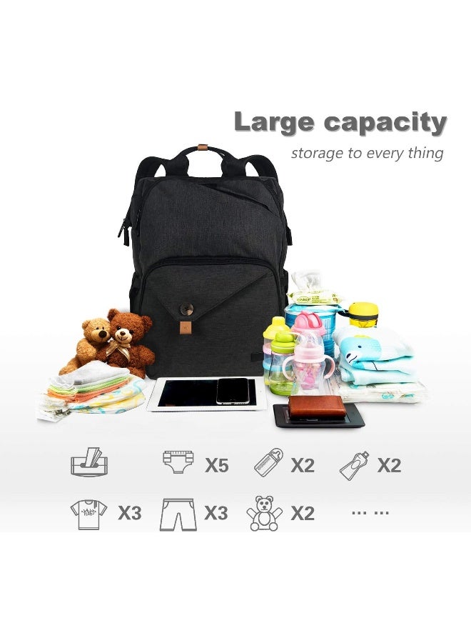 Hap Tim Baby Diaper Bag Backpack Large Capacity Double Compartment with Stroller Straps, Waterproof Nappy Bag Backpack for Newborn Mother/Father - Image 2