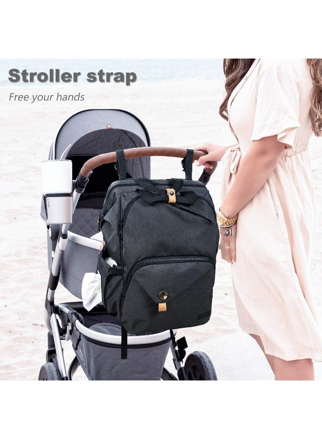 Hap Tim Baby Diaper Bag Backpack Large Capacity Double Compartment with Stroller Straps, Waterproof Nappy Bag Backpack for Newborn Mother/Father - Image 5