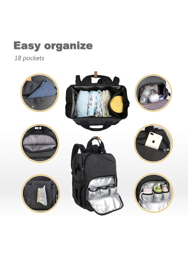 Hap Tim Baby Diaper Bag Backpack Large Capacity Double Compartment with Stroller Straps, Waterproof Nappy Bag Backpack for Newborn Mother/Father - Image 3