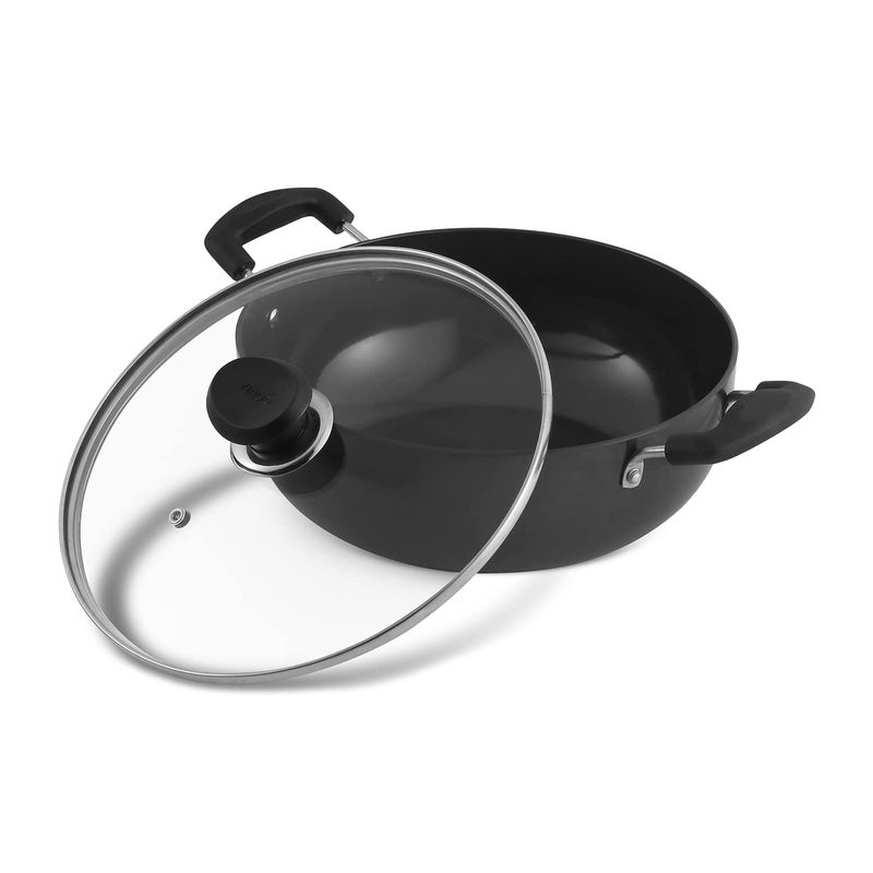 VINOD Vinod Black Pearl Plus Hard Anodised Deep Kadhai with Lid 55 Litre 28 cm 325mm Thick Natural Stick Free Kadai Metal Spoon Friendly 2 Year Warranty Induction Base - Image 2