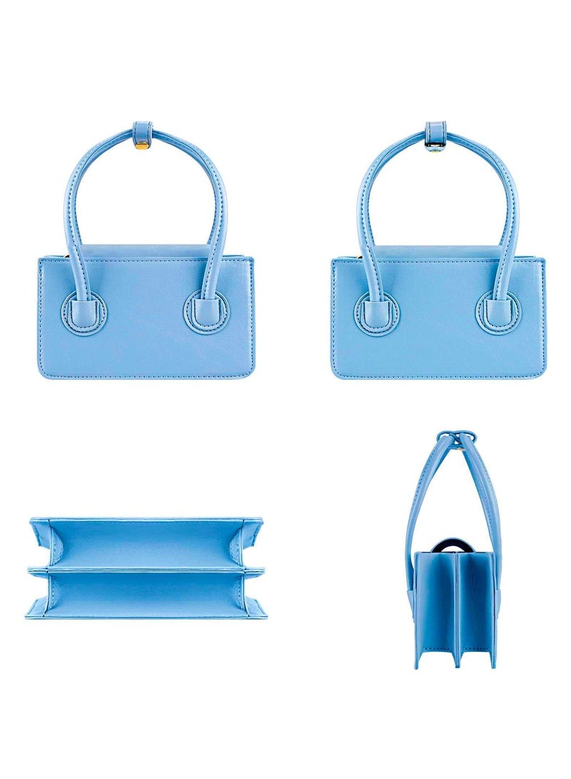 Y&D Mini Women Clutch Handbag PU Leather Crossbody Bags and purse for Top Handle Trendy Shoulder Bag Girls(Fog Blue) - Image 4