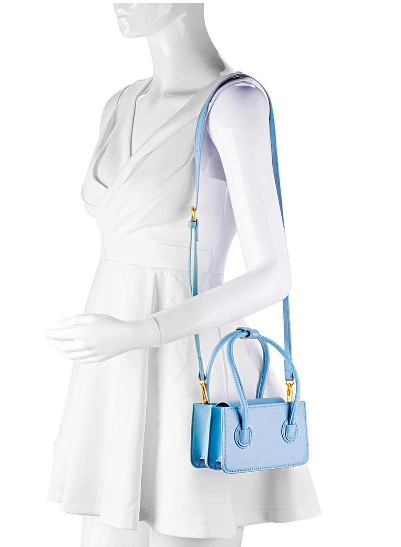 Y&D Mini Women Clutch Handbag PU Leather Crossbody Bags and purse for Top Handle Trendy Shoulder Bag Girls(Fog Blue) - Image 2