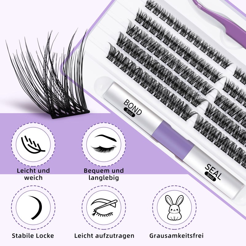 B&qaugen Lash Clusters Kit 120 PCS Eyelash Extension Kit 10-16 Mixed DIY Lash Extension Kit C D Curl Eyelash Clusters Kit with Super Hold Lash Bond and Seal Individual Lashes Kit for Beginners (Kit,DV02) - Image 3