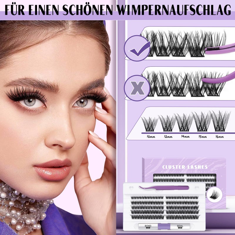 B&qaugen Lash Clusters Kit 120 PCS Eyelash Extension Kit 10-16 Mixed DIY Lash Extension Kit C D Curl Eyelash Clusters Kit with Super Hold Lash Bond and Seal Individual Lashes Kit for Beginners (Kit,DV02) - Image 4