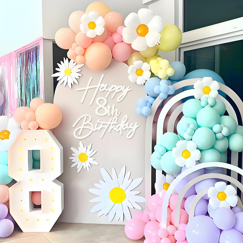 MASTRON Happy Birthday with 0-9 Numbers Sign for Backdrop - Felt Custom Age Happy Birthday Decal for Balloon Arch Birthday Decorations Baby Shower - White - Image 4