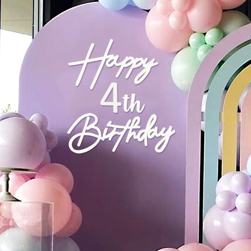 MASTRON Happy Birthday with 0-9 Numbers Sign for Backdrop - Felt Custom Age Happy Birthday Decal for Balloon Arch Birthday Decorations Baby Shower - White - Image 1