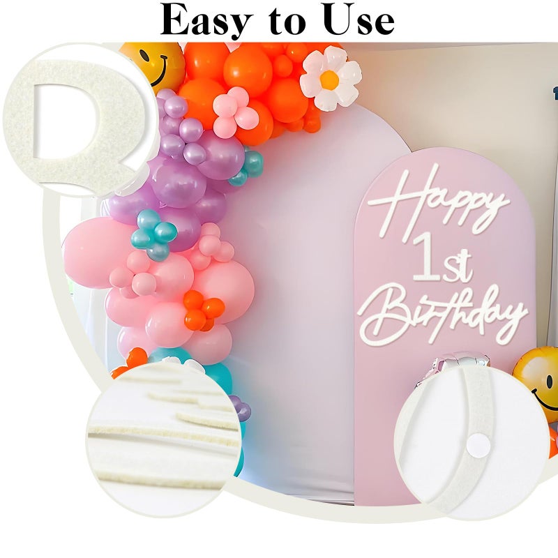 MASTRON Happy Birthday with 0-9 Numbers Sign for Backdrop - Felt Custom Age Happy Birthday Decal for Balloon Arch Birthday Decorations Baby Shower - White - Image 5