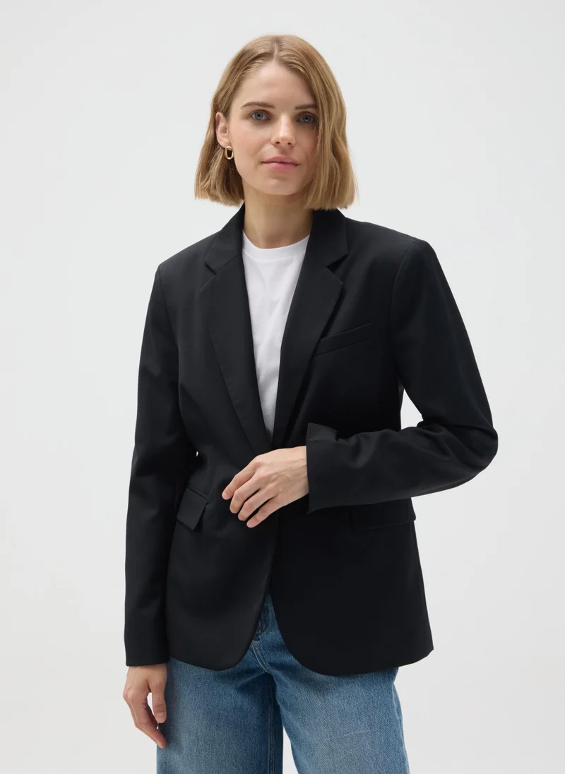 Ovs BLACK REGULAR FIT VISCOSE BLEND BLAZER