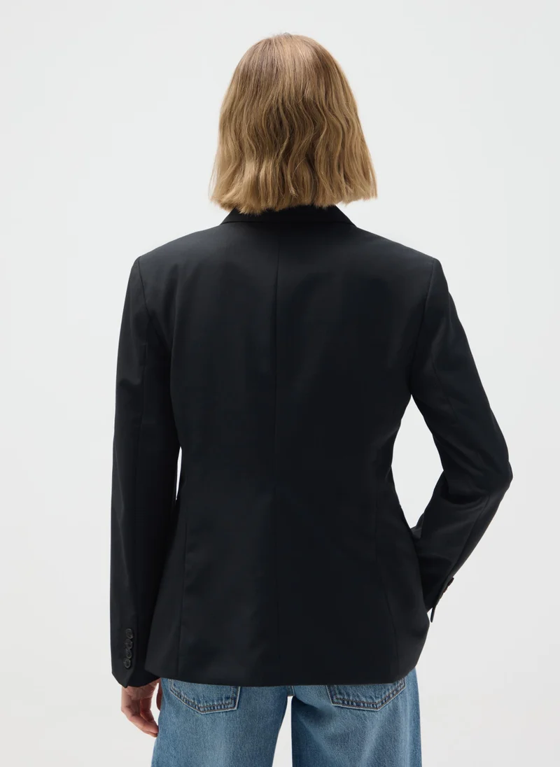 Ovs BLACK REGULAR FIT VISCOSE BLEND BLAZER