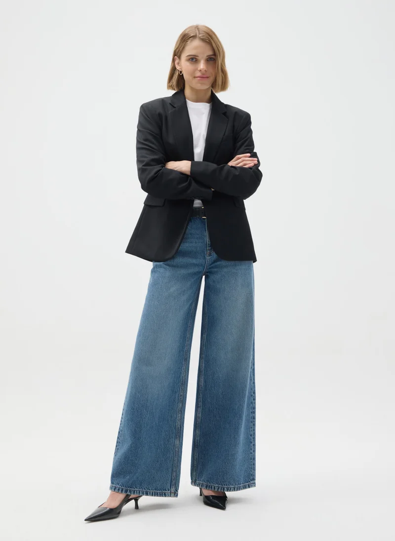 Ovs BLACK REGULAR FIT VISCOSE BLEND BLAZER