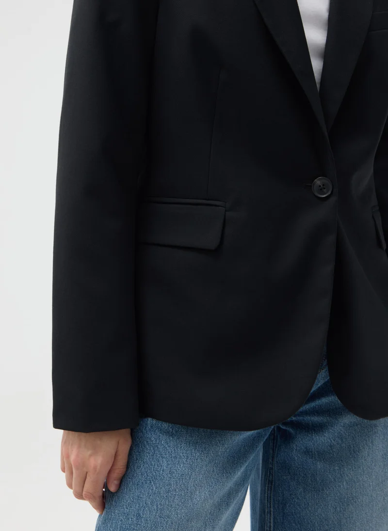 Ovs BLACK REGULAR FIT VISCOSE BLEND BLAZER