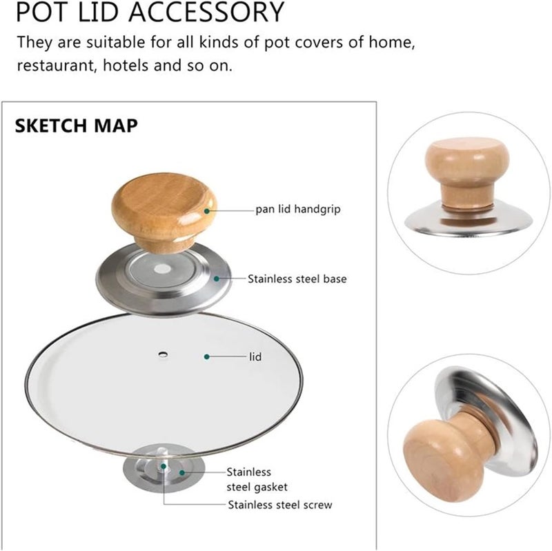 Wooden Cookware Handle Lid Knob, Universal Pot Pan Lid Holder, 1 Piece - Image 3