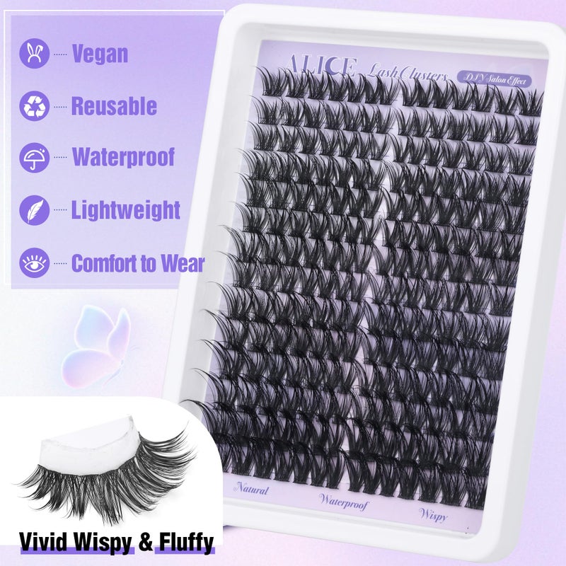 ALICE Lash Clusters Wispy Cluster Eyelash Extensions 192pcs Natural Individual Lashes DIY Lash Extension 10-18mm Cluster Eyelashes with Mix 4-7mm of Lash Band - Image 3