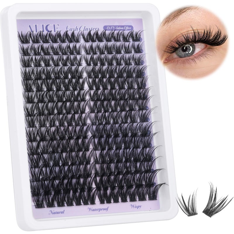 ALICE Lash Clusters Wispy Cluster Eyelash Extensions 192pcs Natural Individual Lashes DIY Lash Extension 10-18mm Cluster Eyelashes with Mix 4-7mm of Lash Band - Image 1