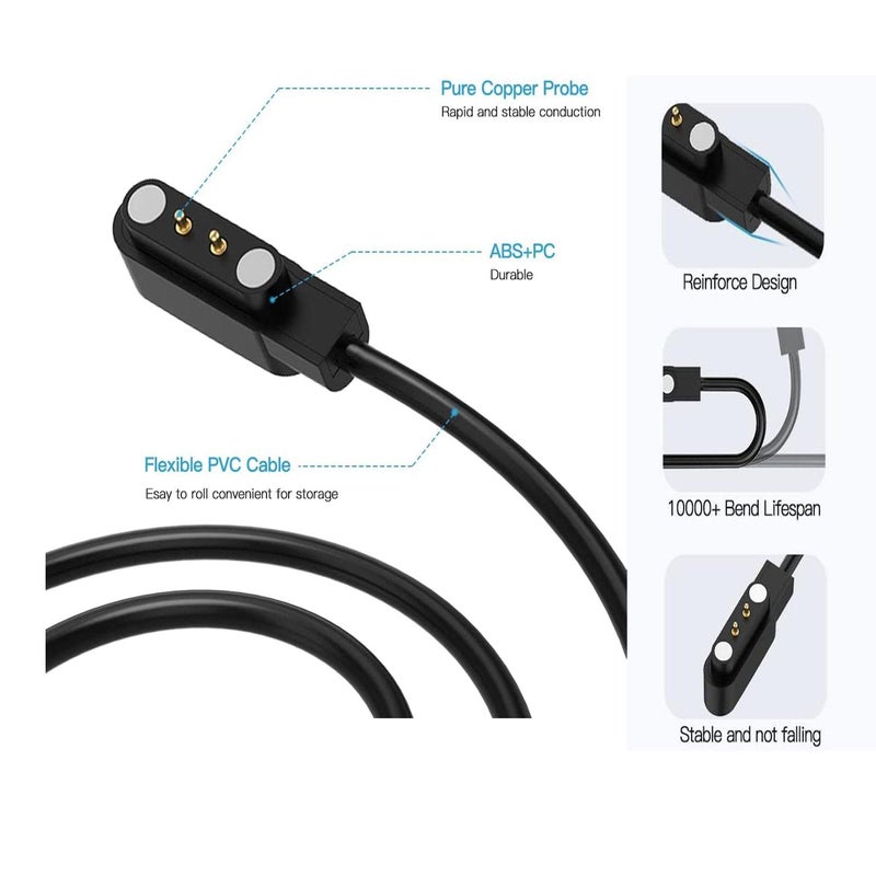 Acediar [2-Pack] 3.3FT Smart Watch Charger Magnetic USB Charging Cable for Letsfit Willful YAMAY SW023 ID205L SW021 ID205U ID205S SW025 Uwatch 3S - Image 3
